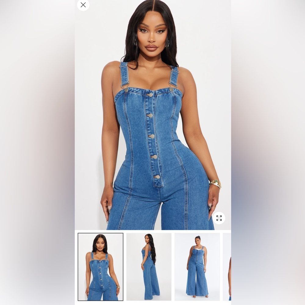 Fashion Nova Blue Denim Overalls